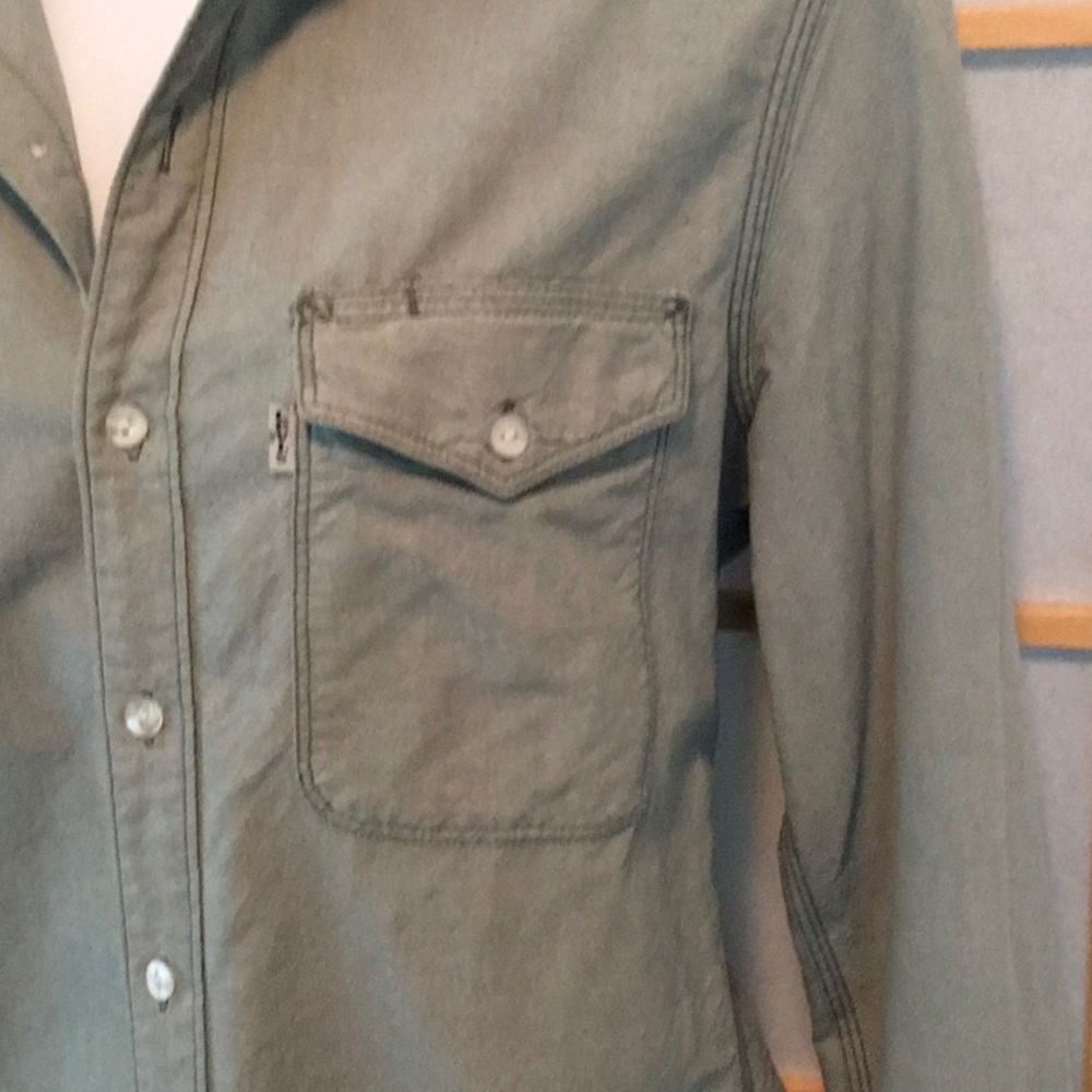 Levi’s Button Front Cotton Denim Shirt Blue Gray Sz S - Picture 3 of 8